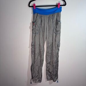 Zumba Fitness Gray Cargo Jogger Pants Blue Waistband XXL